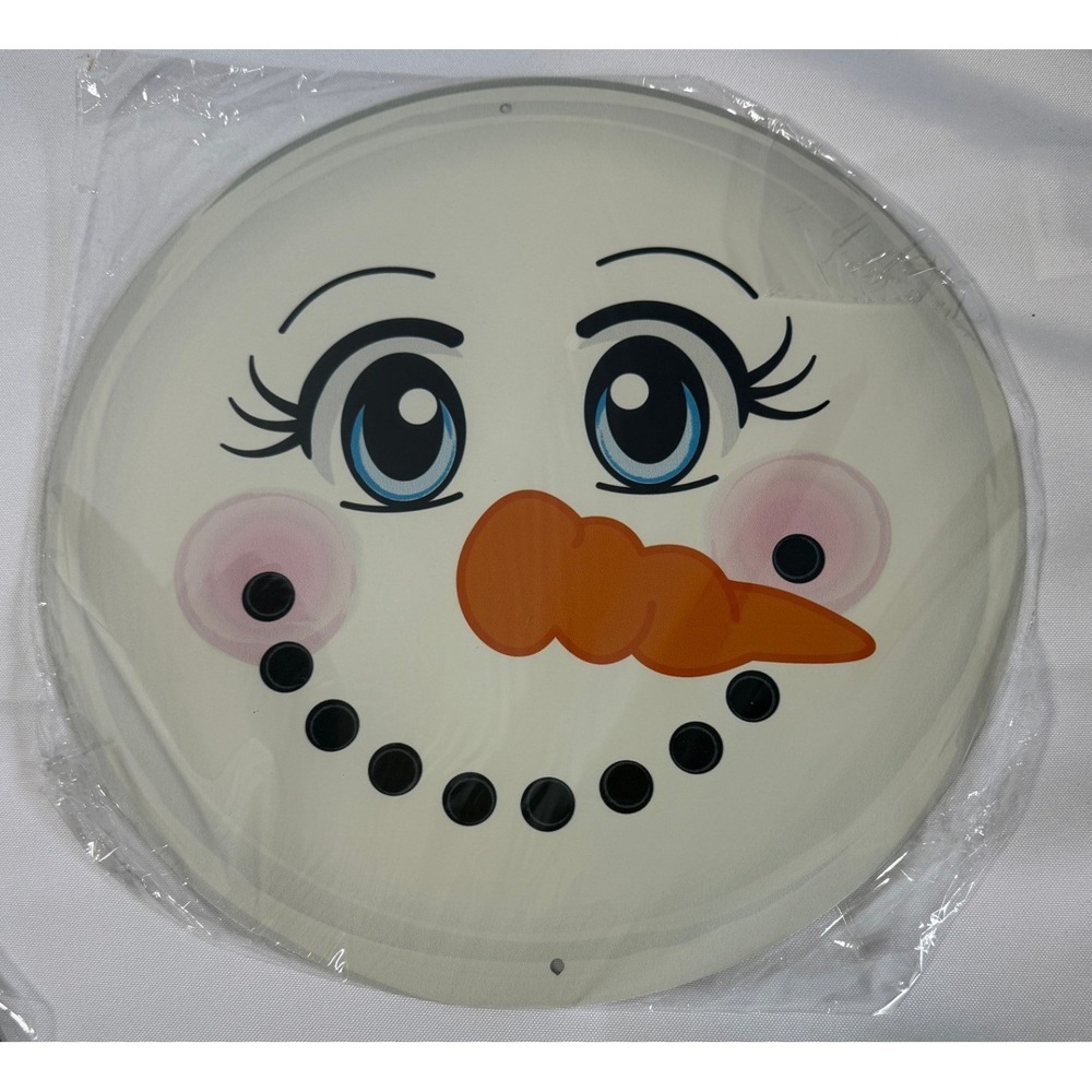 NEW Metal Snowman Face 12" Circle White Wreath‎ Attachment MD0329 Decor Crafts